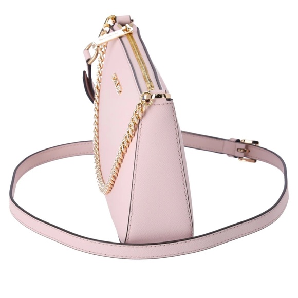 Michael Kors Jet Set Travel Medium Zip Pouchette Crossbody Powder Blush Pink - Picture 9 of 9